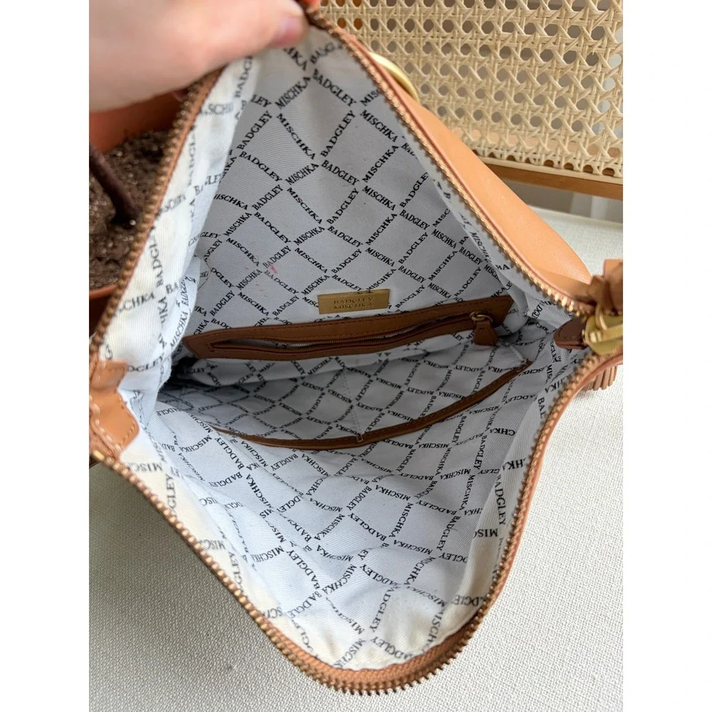 Badgley Mishka Campaign‎ Foldover Clutch Cognac Leather Convertible EUC